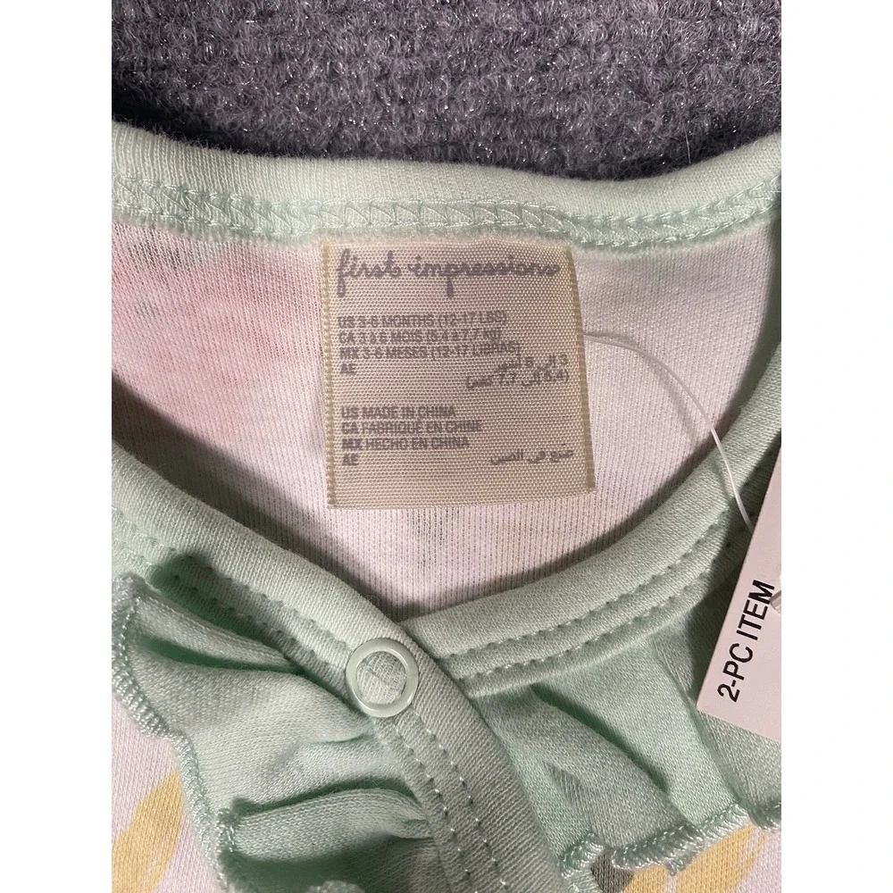 Brand New First Impressions Footie Sleeper Girl 3-6‎ Months Pink Floral headband